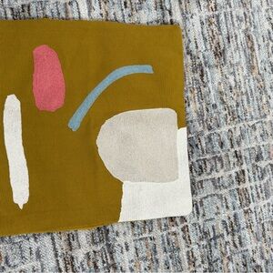 West Elm Abstract Accent Pillow - Mustard, Pink, Blue, White